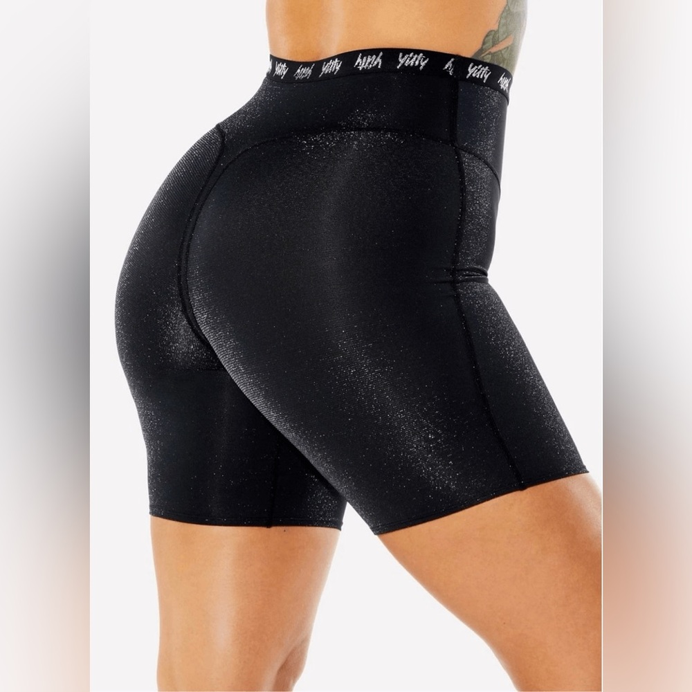NWT‎ Yitty Fabletics Spotlight Shaping High Waist Short Shimmered Black XL